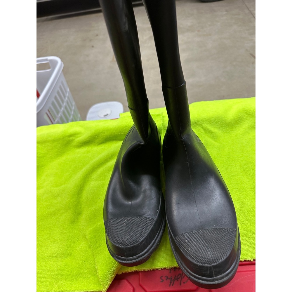 Black Rubber Rain Boots Mens 12 Waterproof Oil Resistant Made in USA Tall Work - Picture 2 of 3